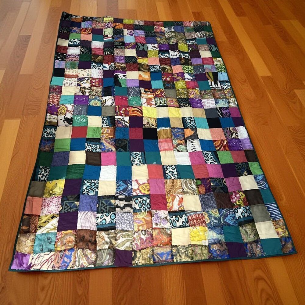 Raj Stunning Multicolor Patchwork Quilt/Throw, Handmade in India. Stunning! NWOT